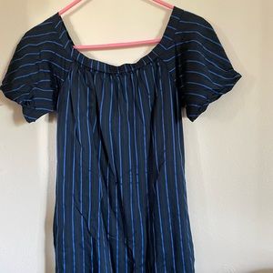 Black and blue stripe dress, light and soft fabric. Banana Republic dress.